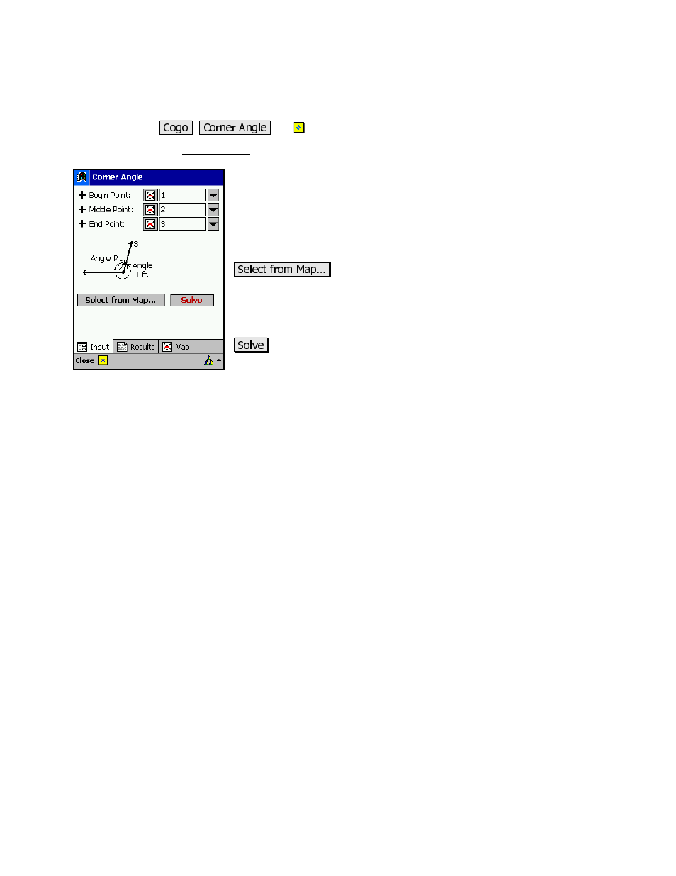 Corner angle, Results | Spectra Precision Survey Pro v3.80 Recon iPAQ Reference Manual User Manual | Page 179 / 261