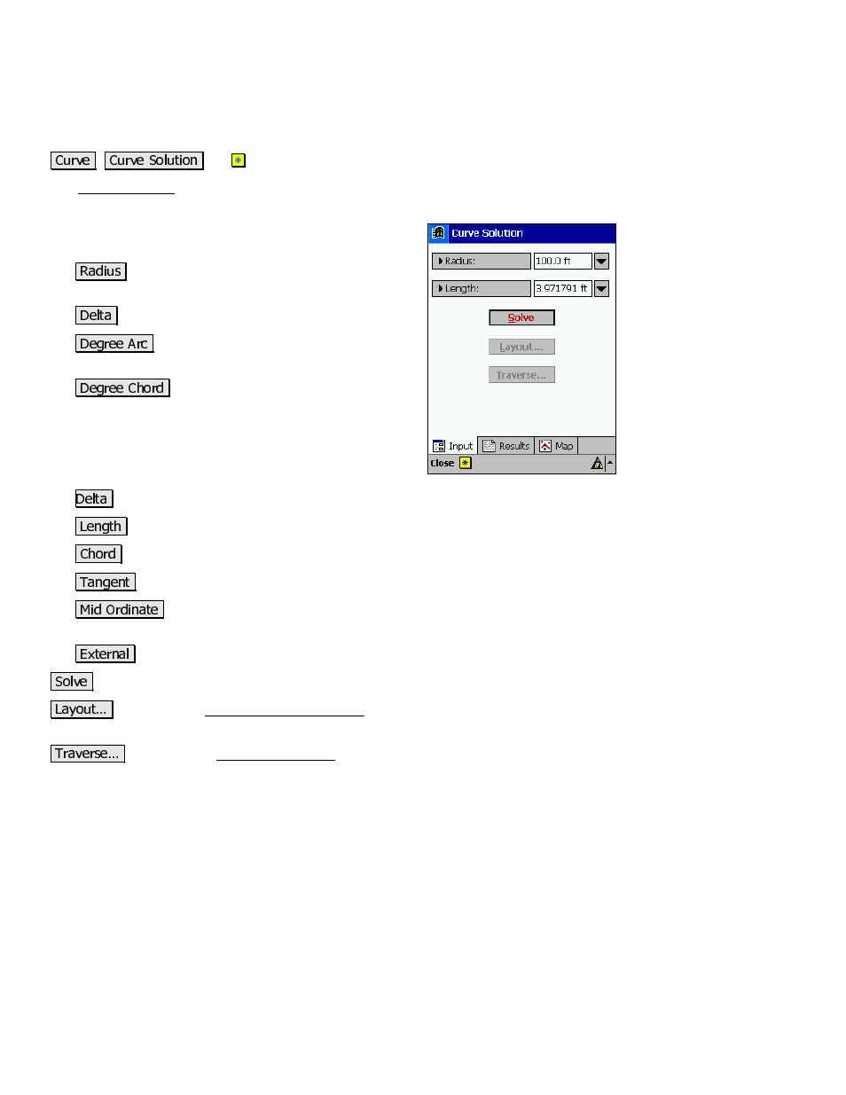 Curve solution | Spectra Precision Survey Pro v3.80 Recon iPAQ Reference Manual User Manual | Page 190 / 261