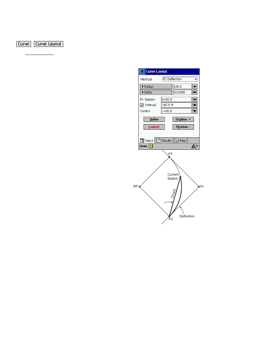 Horizontal curve layout | Spectra Precision Survey Pro v3.80 Recon iPAQ Reference Manual User Manual | Page 198 / 261