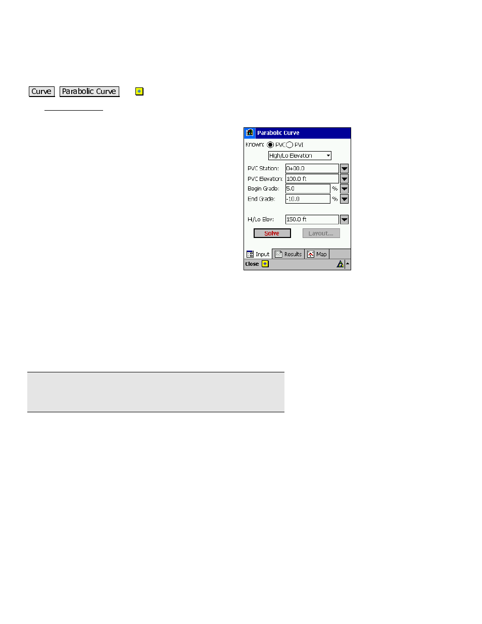 Parabolic curve | Spectra Precision Survey Pro v3.80 Recon iPAQ Reference Manual User Manual | Page 204 / 261