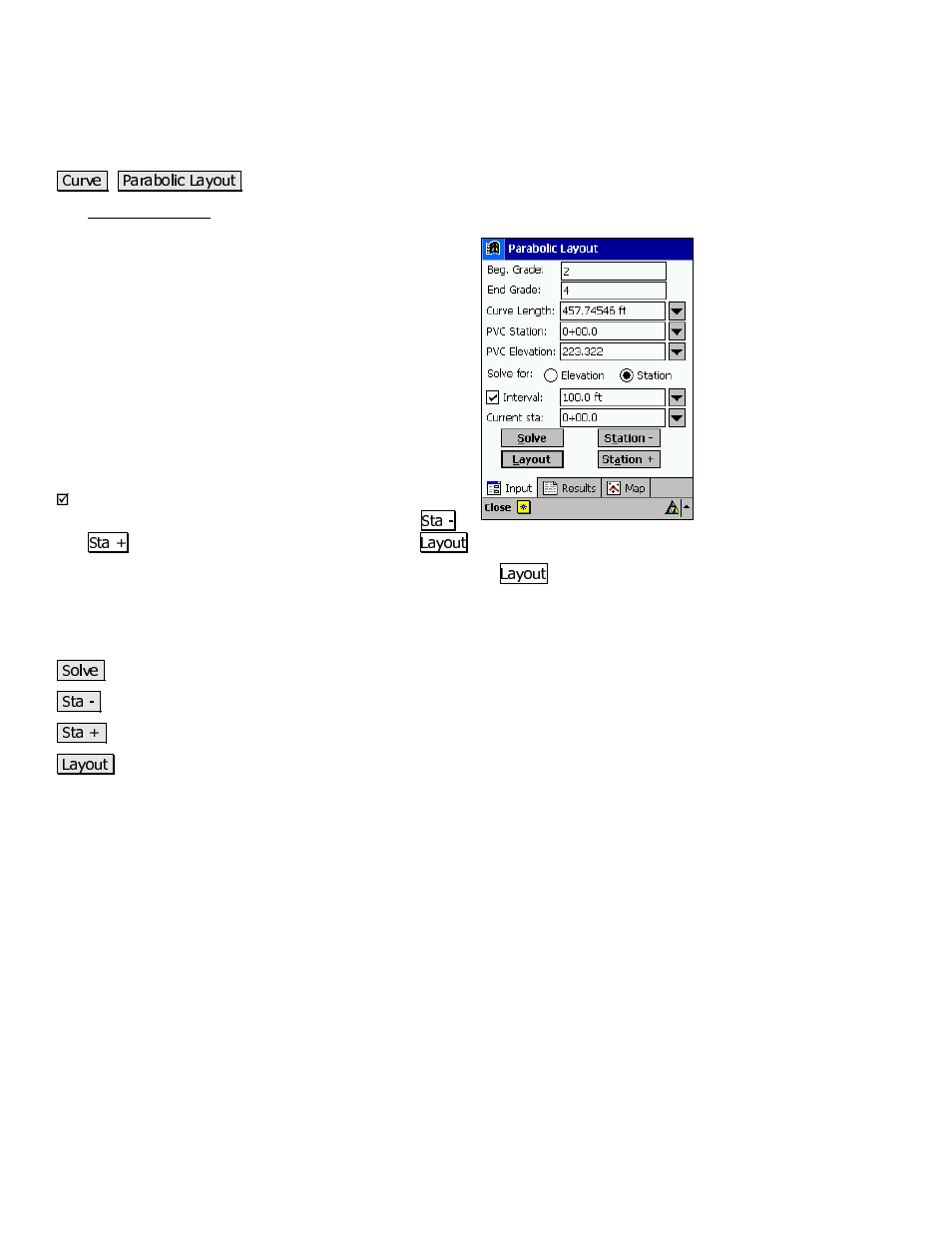 Parabolic layout | Spectra Precision Survey Pro v3.80 Recon iPAQ Reference Manual User Manual | Page 206 / 261