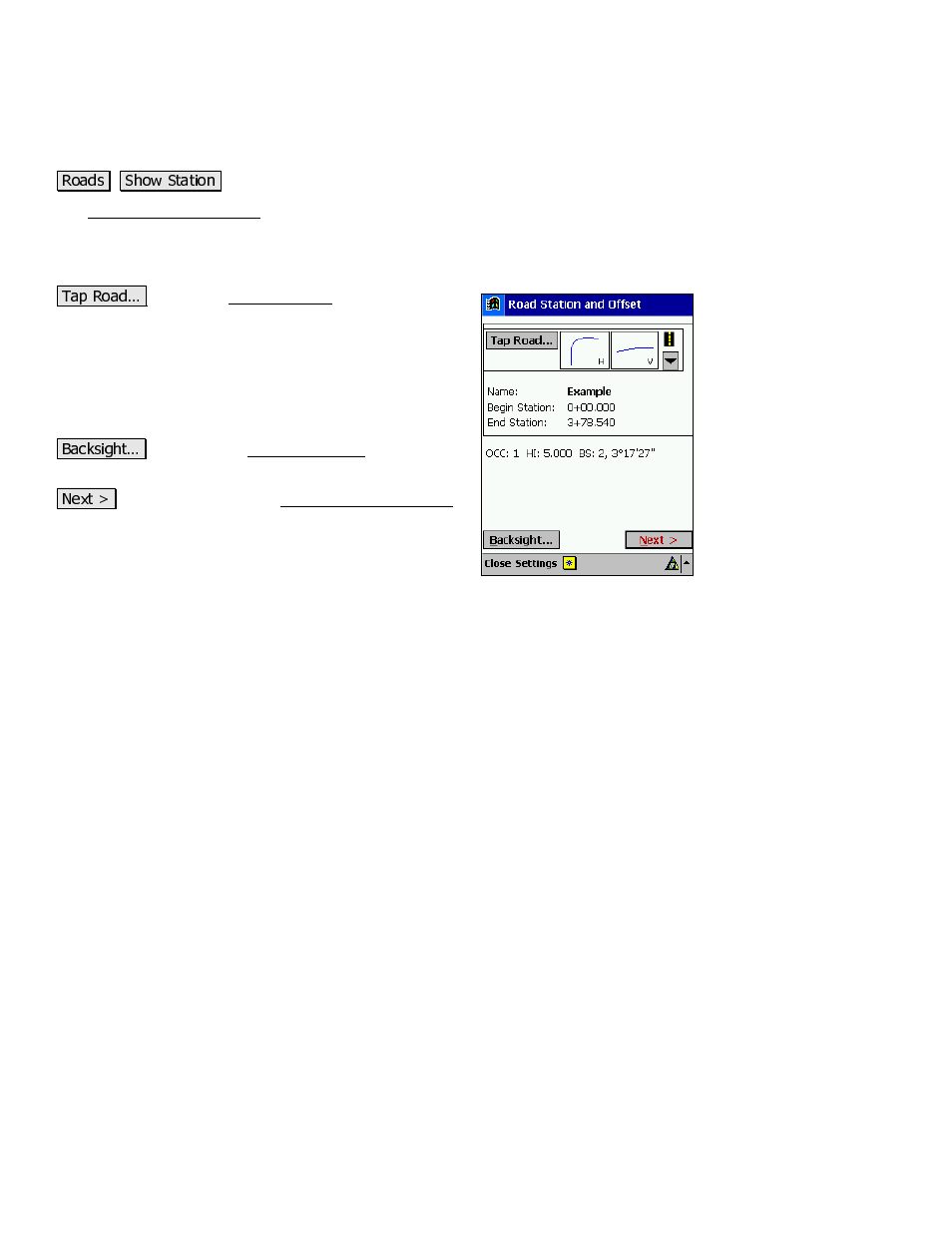 Road station and offset | Spectra Precision Survey Pro v3.80 Recon iPAQ Reference Manual User Manual | Page 236 / 261