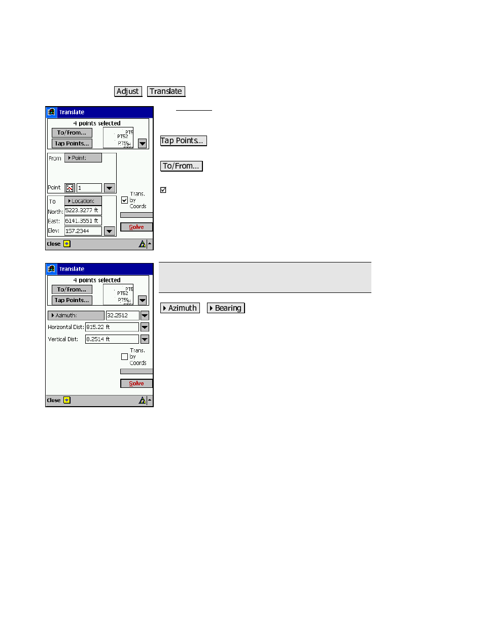 Translate | Spectra Precision Survey Pro v3.80 Recon iPAQ Reference Manual User Manual | Page 241 / 261