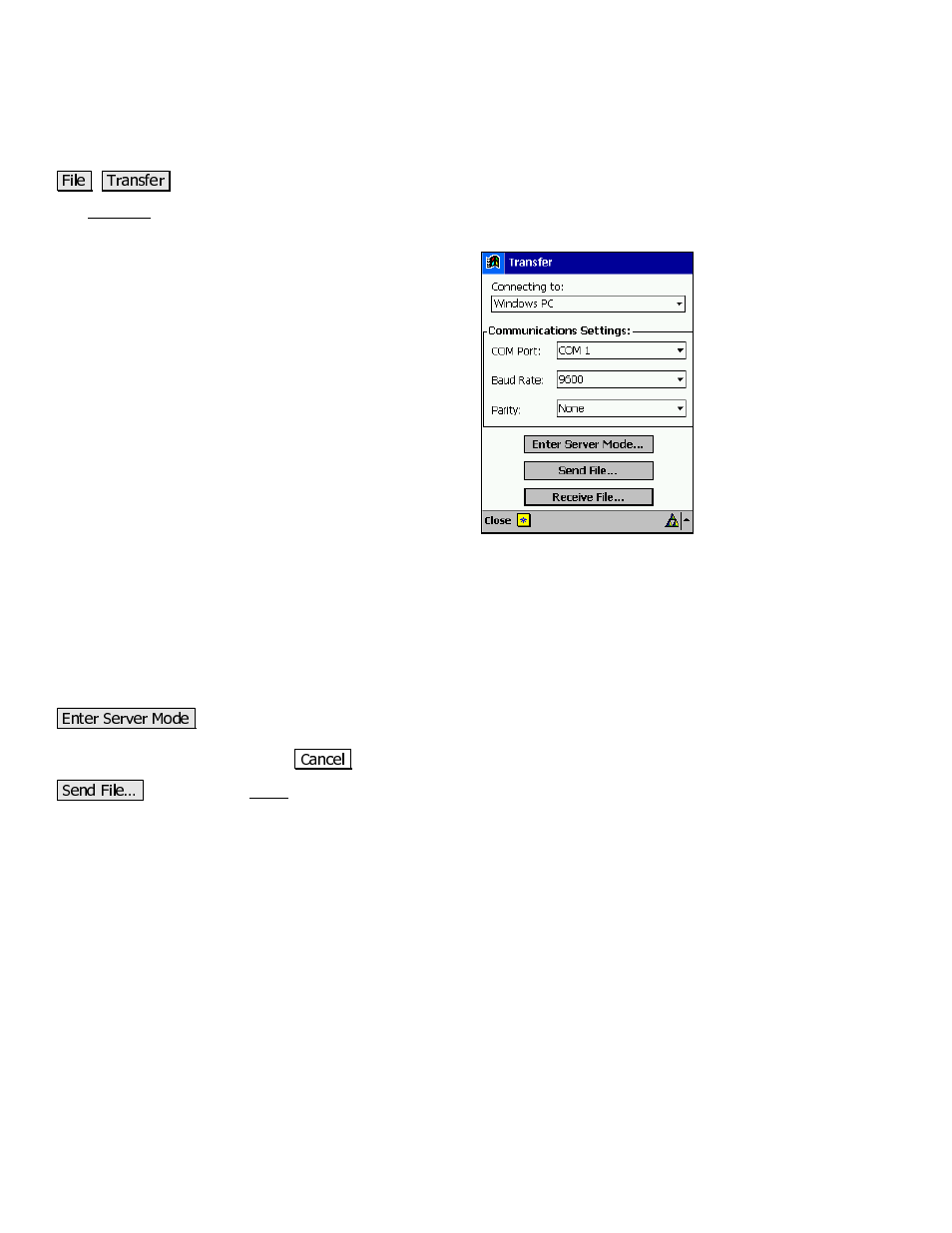 Transfer | Spectra Precision Survey Pro v3.80 Recon iPAQ Reference Manual User Manual | Page 30 / 261