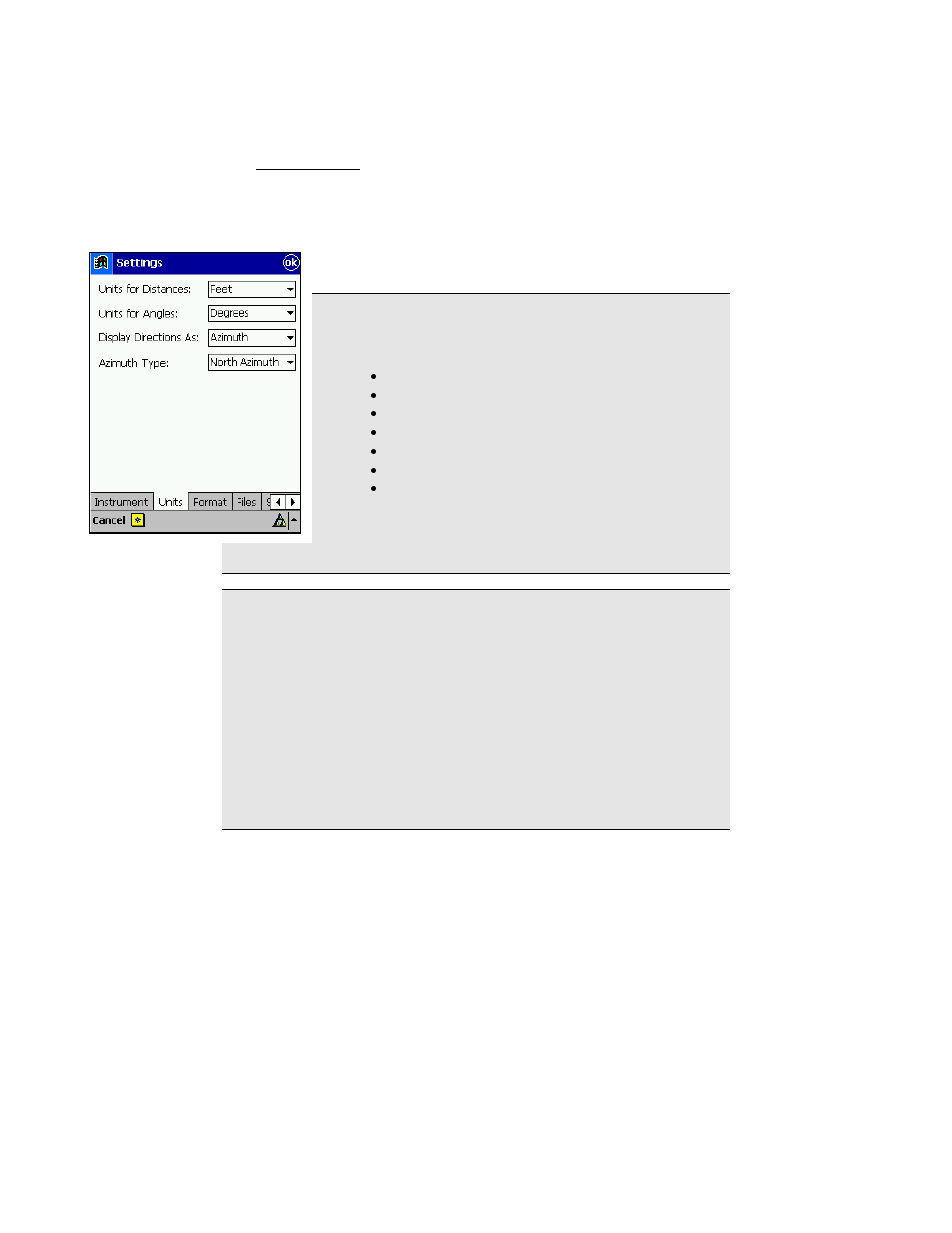 Units settings | Spectra Precision Survey Pro v3.80 Recon iPAQ Reference Manual User Manual | Page 37 / 261