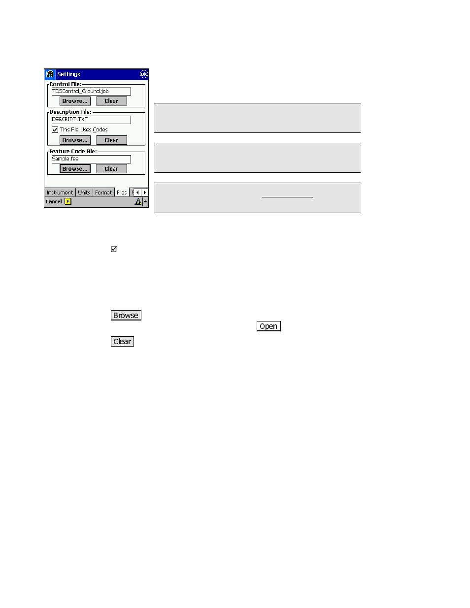 Files settings | Spectra Precision Survey Pro v3.80 Recon iPAQ Reference Manual User Manual | Page 39 / 261