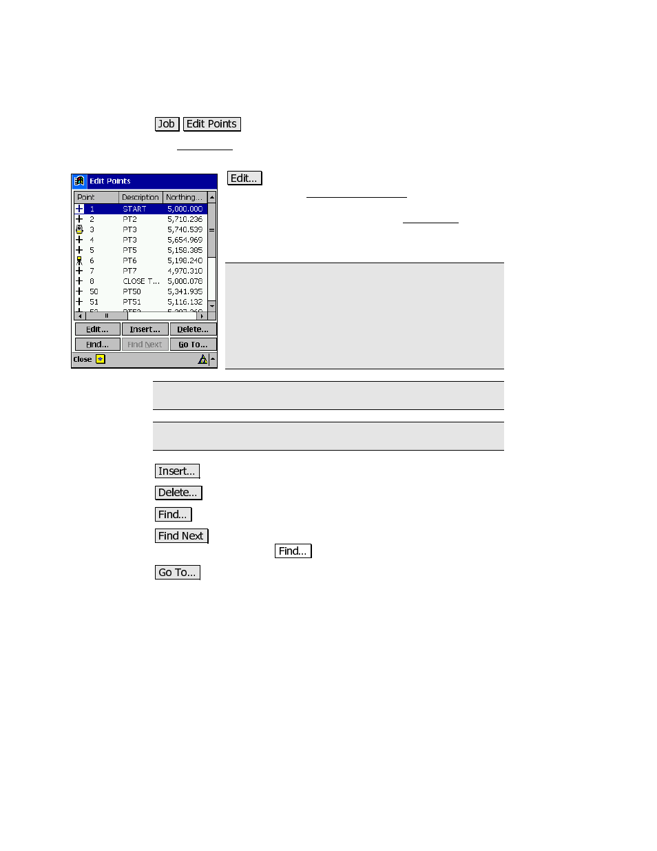 Edit points | Spectra Precision Survey Pro v3.80 Recon iPAQ Reference Manual User Manual | Page 49 / 261