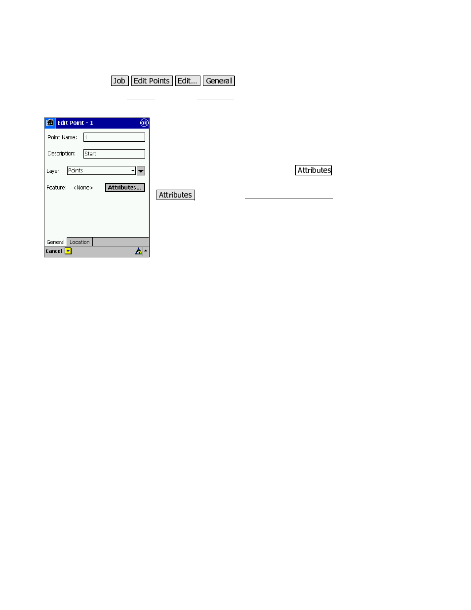 Edit point – general | Spectra Precision Survey Pro v3.80 Recon iPAQ Reference Manual User Manual | Page 51 / 261