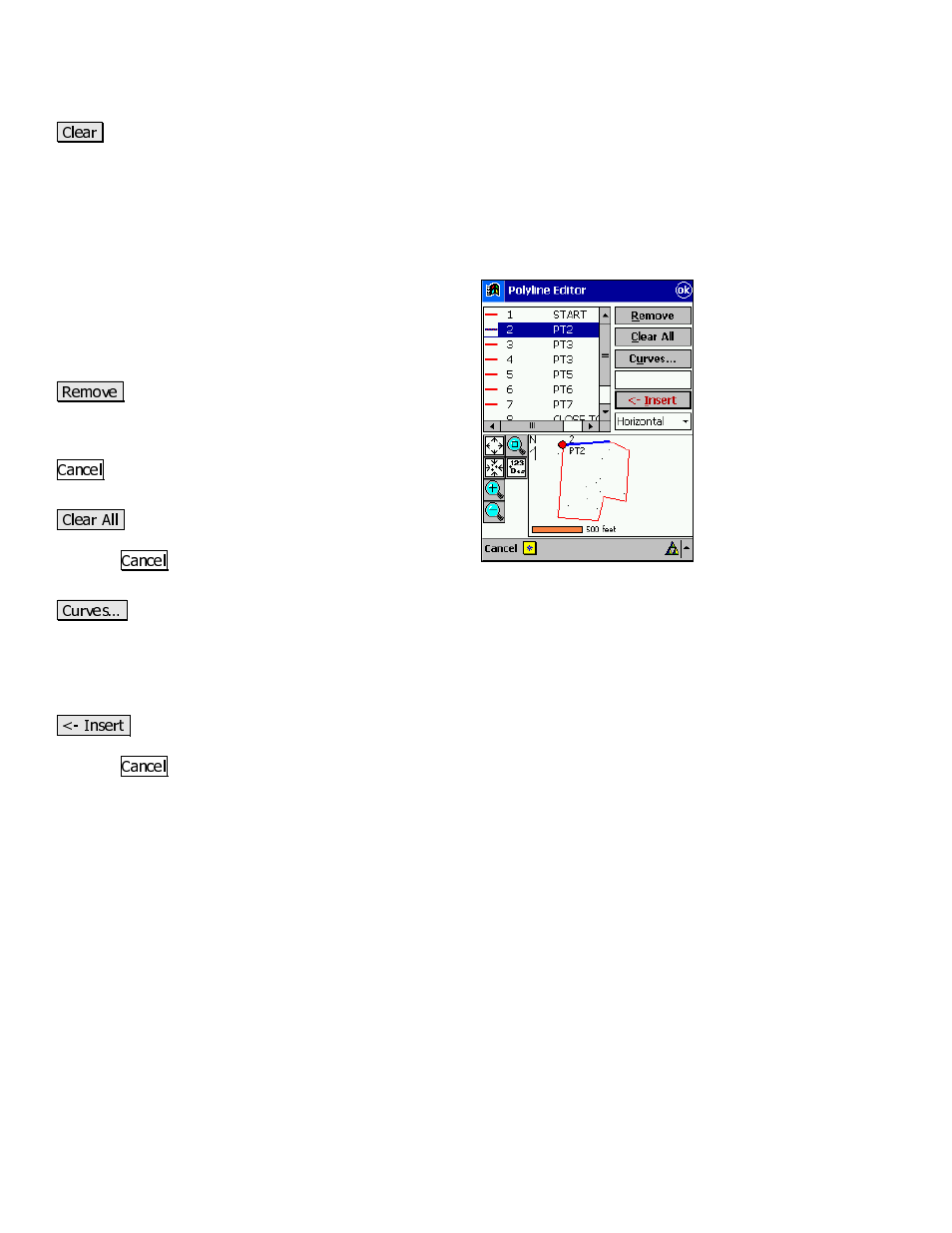 Screen three – polyline editor | Spectra Precision Survey Pro v3.80 Recon iPAQ Reference Manual User Manual | Page 54 / 261