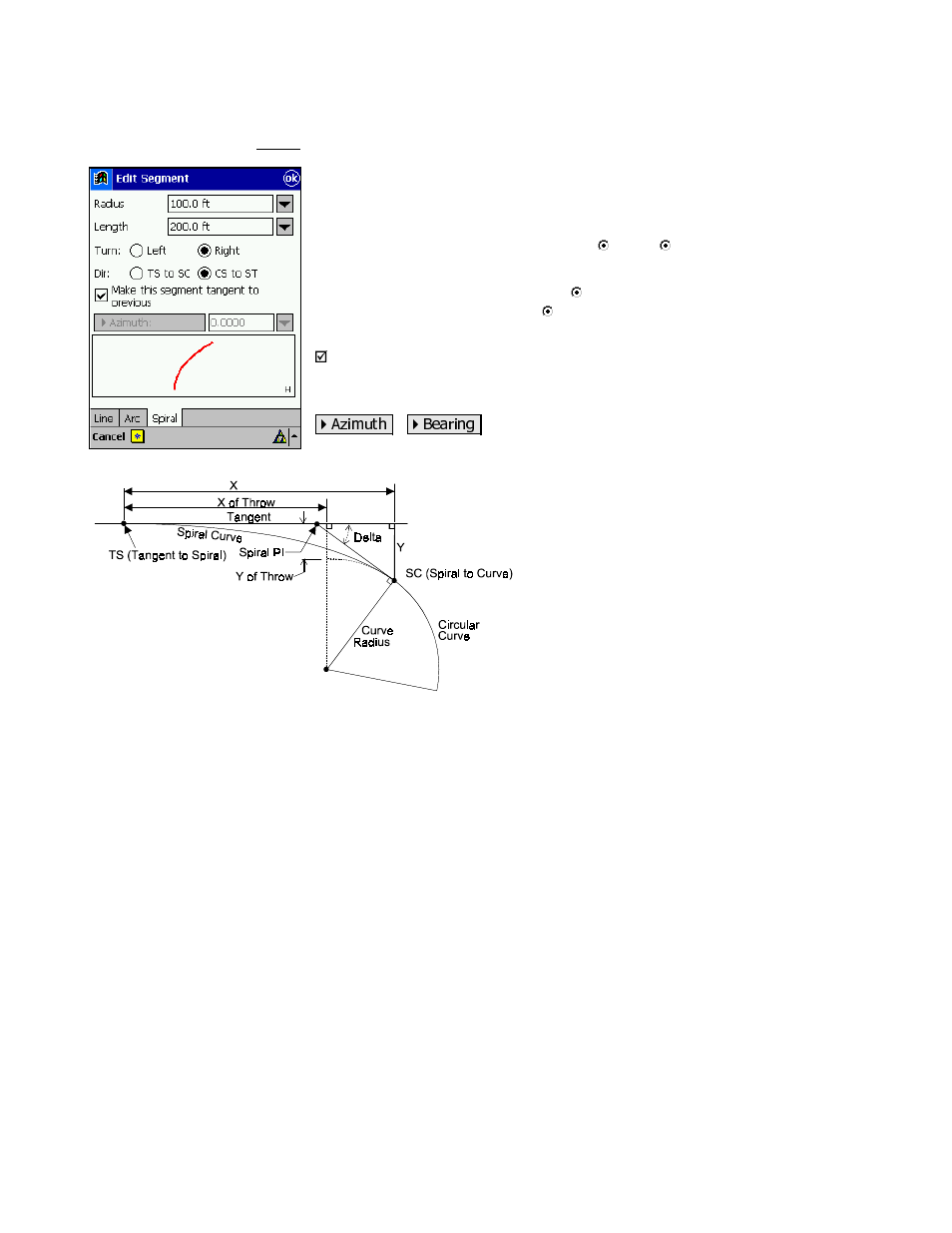 Edit segment – spiral card | Spectra Precision Survey Pro v3.80 Recon iPAQ Reference Manual User Manual | Page 63 / 261