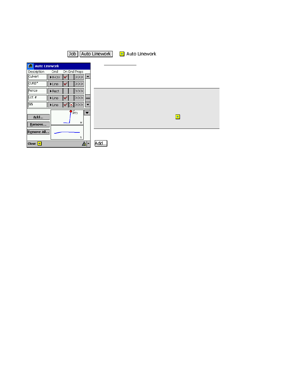 Auto linework | Spectra Precision Survey Pro v3.80 Recon iPAQ Reference Manual User Manual | Page 65 / 261