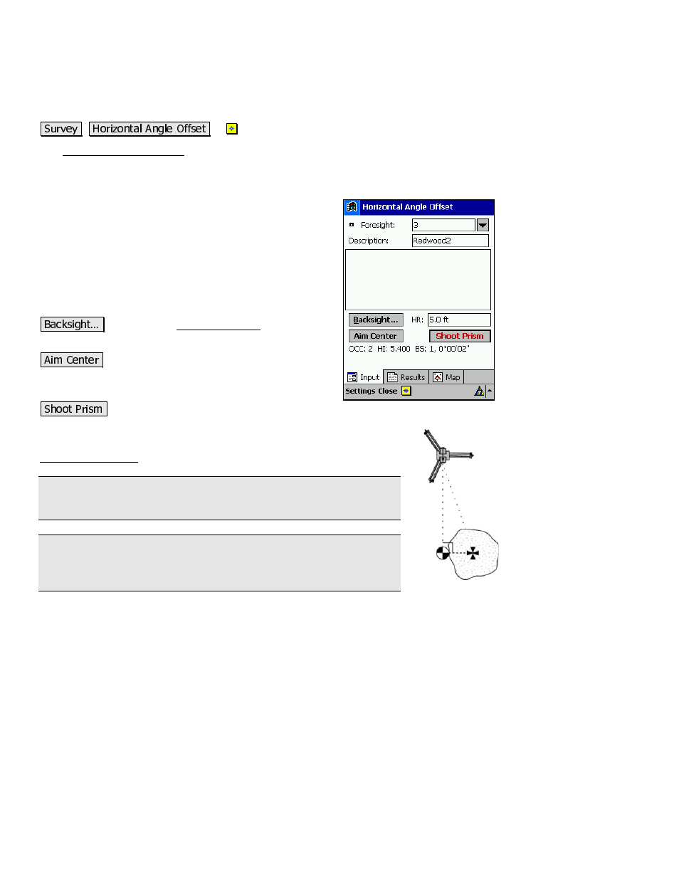 Horizontal angle offset | Spectra Precision Survey Pro v3.80 Recon iPAQ Reference Manual User Manual | Page 96 / 261