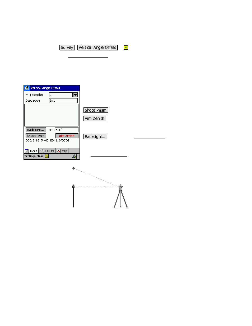 Vertical angle offset | Spectra Precision Survey Pro v3.80 Recon iPAQ Reference Manual User Manual | Page 97 / 261