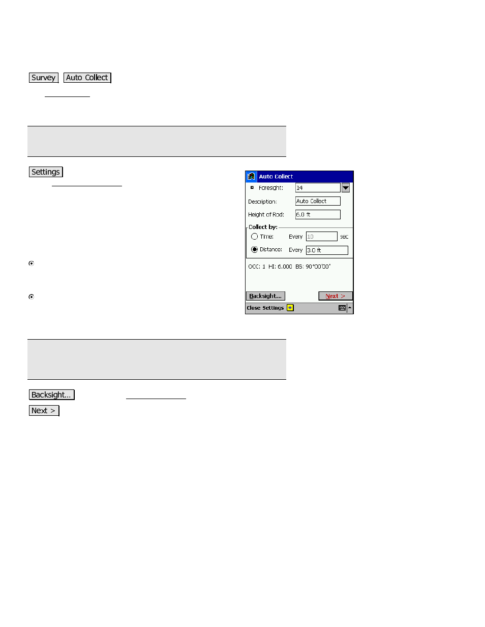 Auto collect | Spectra Precision Survey Pro v3.80 Recon iPAQ Reference Manual User Manual | Page 98 / 261