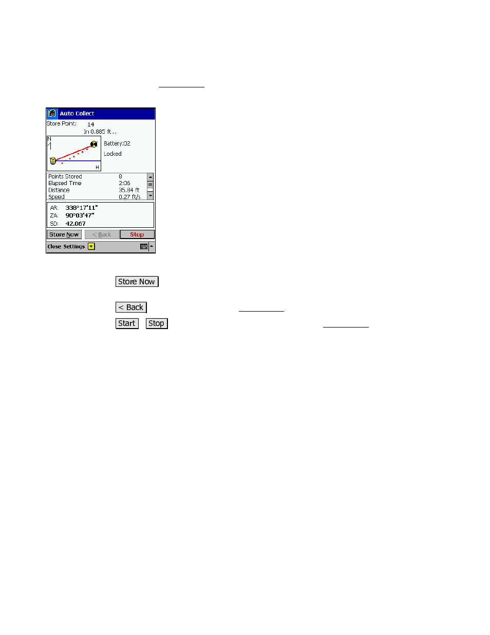 Auto collect – screen two | Spectra Precision Survey Pro v3.80 Recon iPAQ Reference Manual User Manual | Page 99 / 261