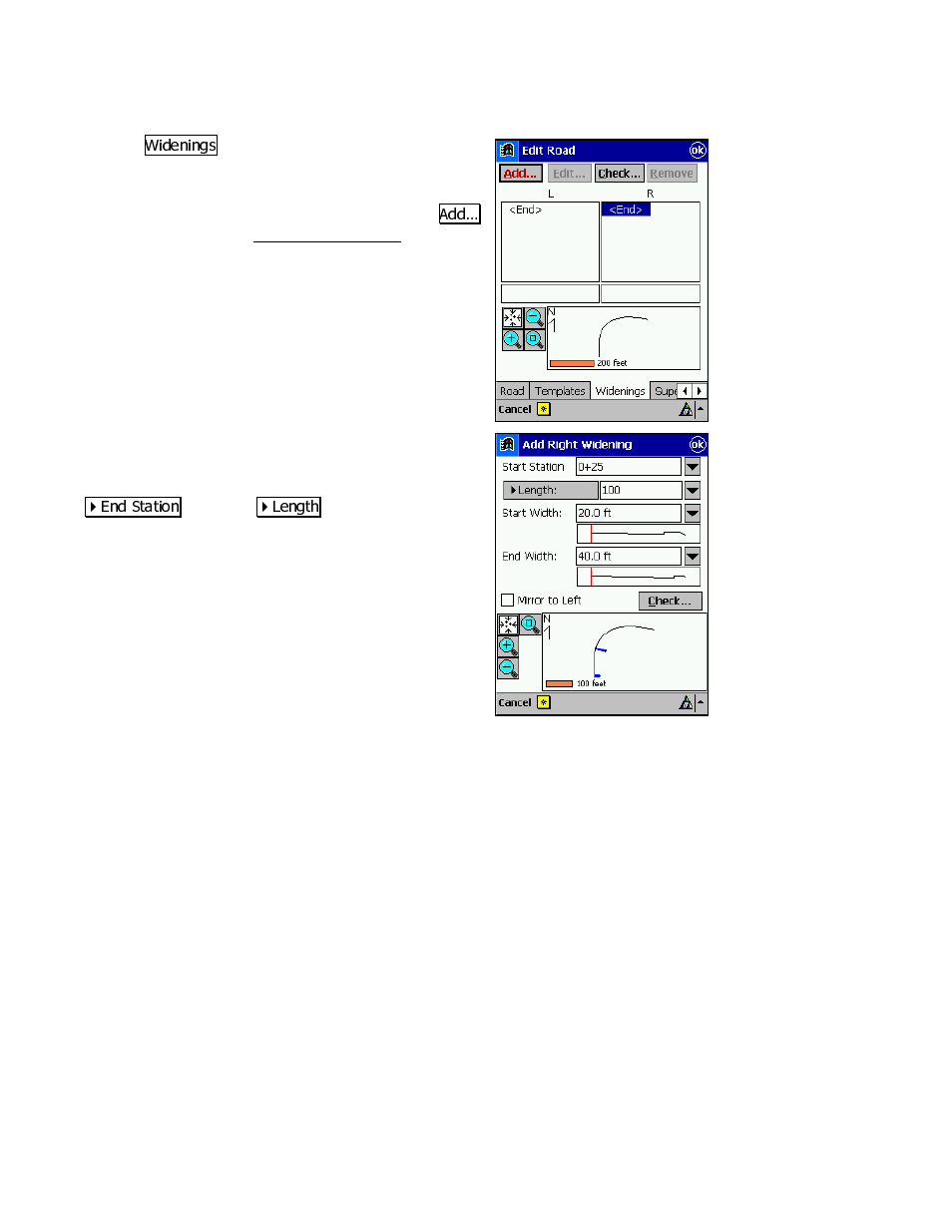 Add widenings | Spectra Precision Survey Pro v3.80 Recon iPAQ User Manual User Manual | Page 108 / 178