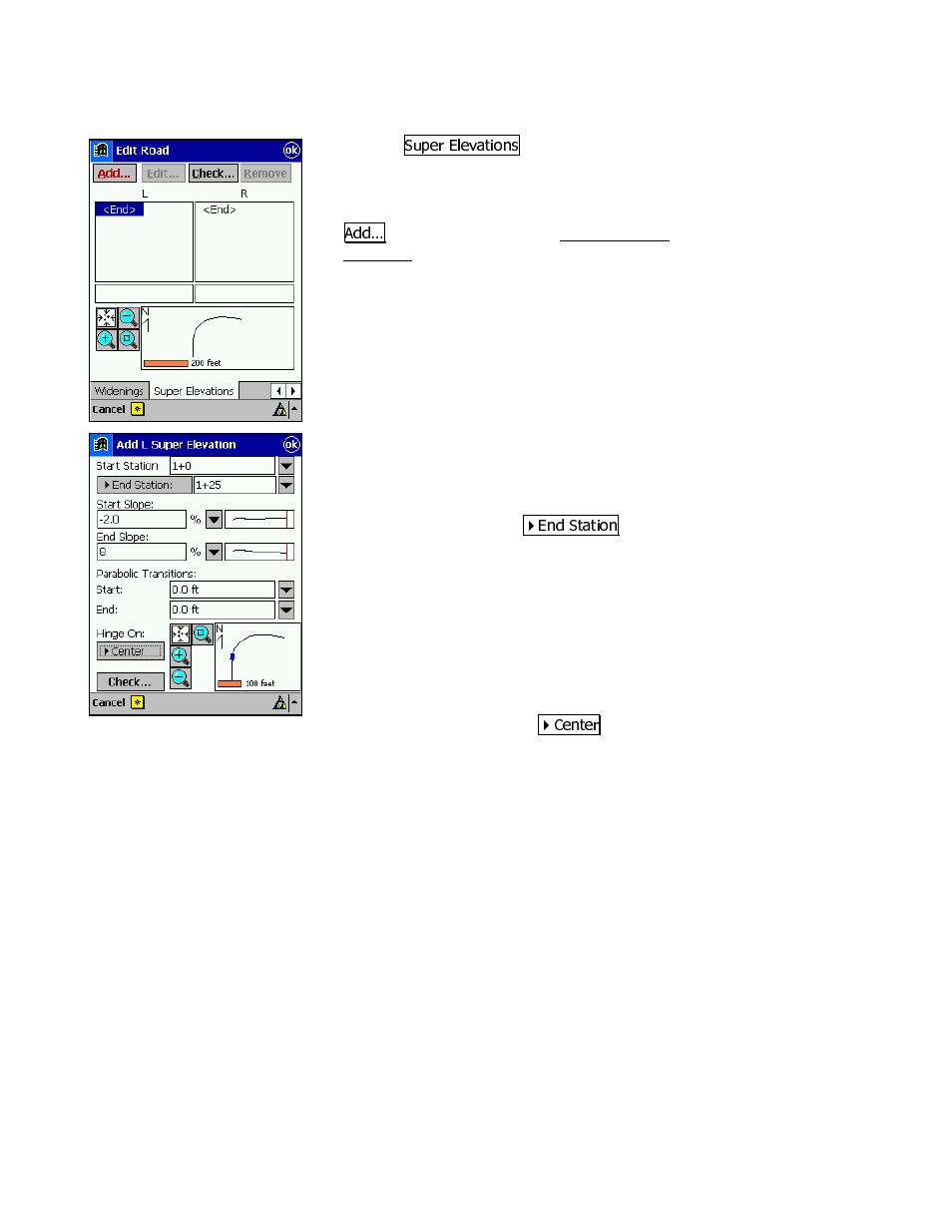Add super elevations | Spectra Precision Survey Pro v3.80 Recon iPAQ User Manual User Manual | Page 109 / 178