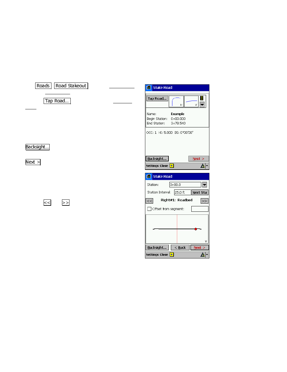 Staking the road | Spectra Precision Survey Pro v3.80 Recon iPAQ User Manual User Manual | Page 112 / 178