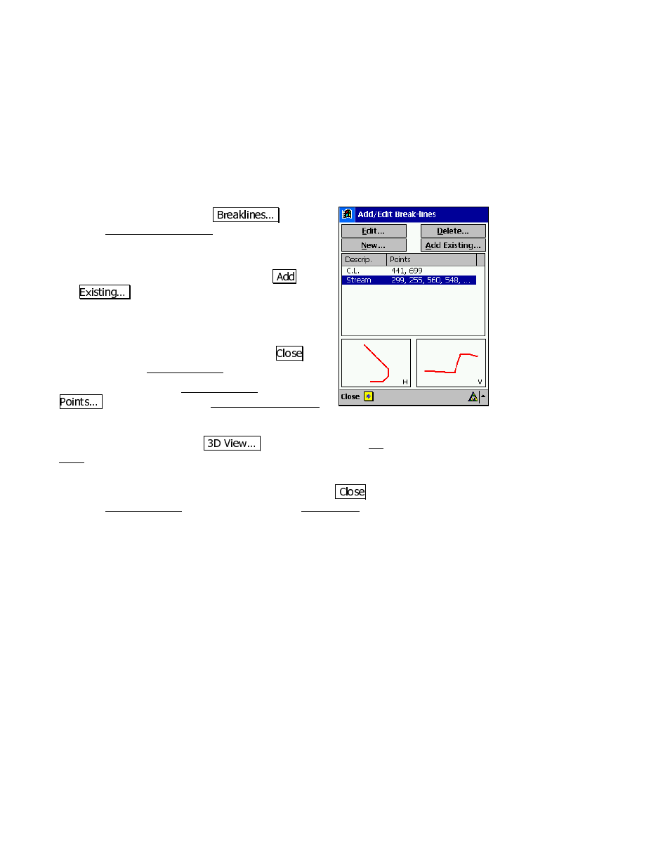 Select any break-lines (optional) | Spectra Precision Survey Pro v3.80 Recon iPAQ User Manual User Manual | Page 122 / 178