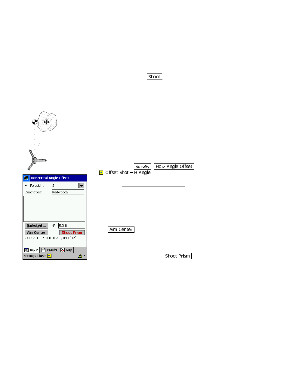 Horizontal angle offset screen | Spectra Precision Survey Pro v3.80 Recon iPAQ User Manual User Manual | Page 137 / 178