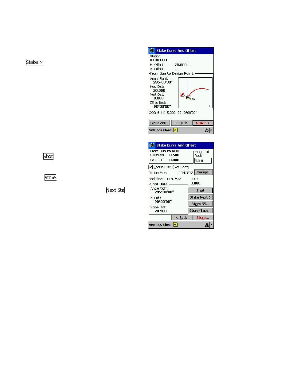 Aim the total station, Stake the point | Spectra Precision Survey Pro v3.80 Recon iPAQ User Manual User Manual | Page 170 / 178