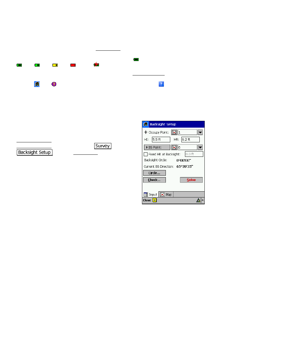 Parts of a screen, Battery level | Spectra Precision Survey Pro v3.80 Recon iPAQ User Manual User Manual | Page 24 / 178