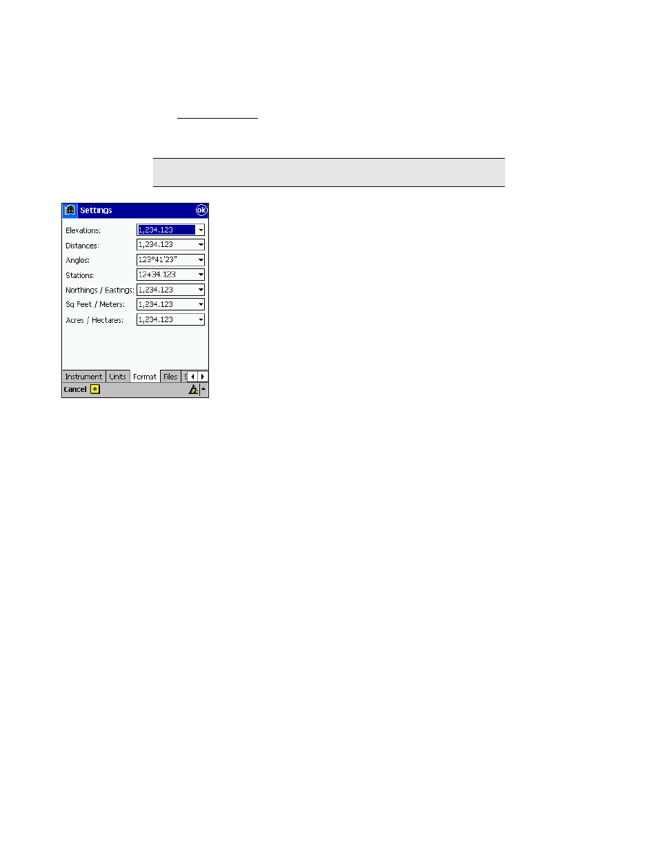 Format settings | Spectra Precision Survey Pro v3.80 Recon iPAQ User Manual User Manual | Page 33 / 178