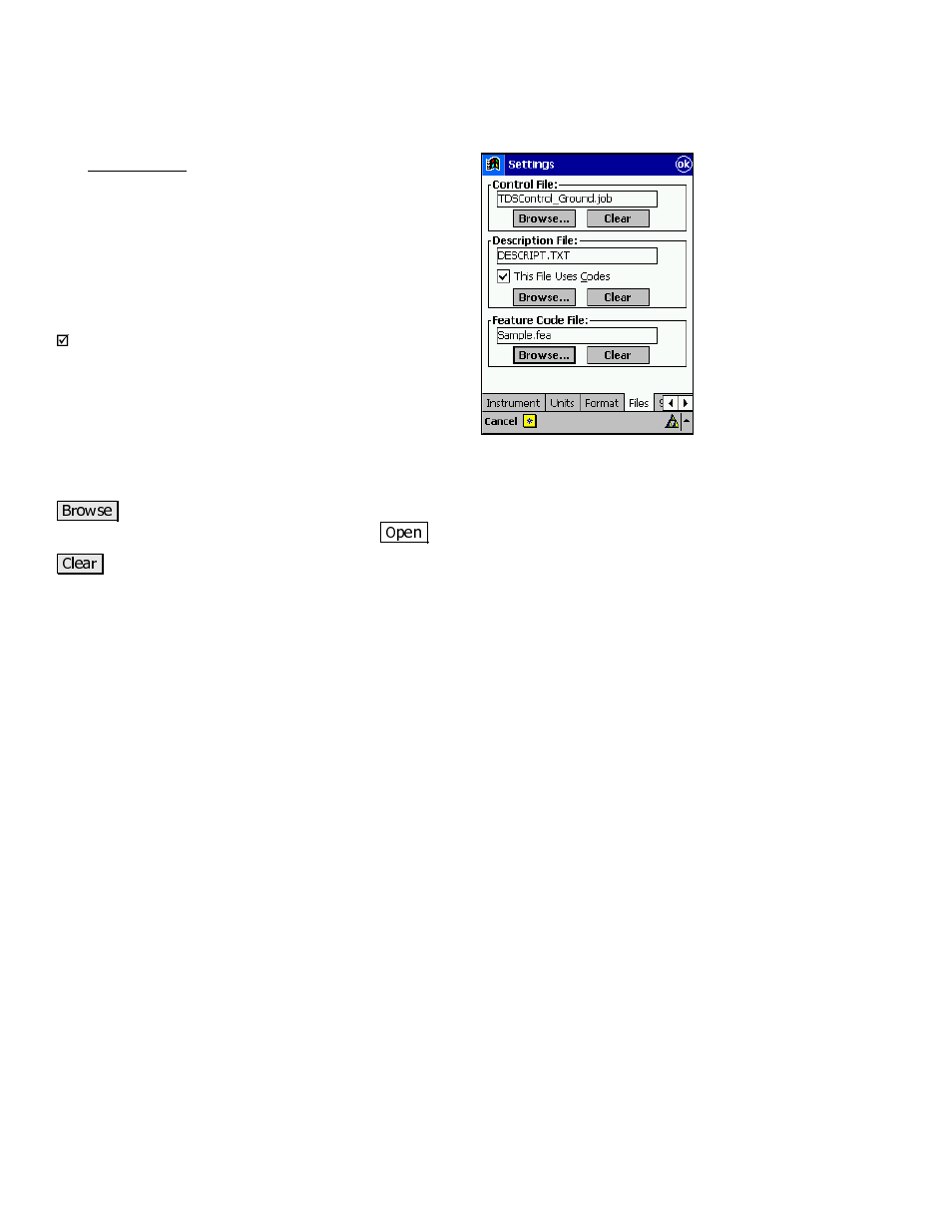 Files settings | Spectra Precision Survey Pro v3.80 Recon iPAQ User Manual User Manual | Page 34 / 178