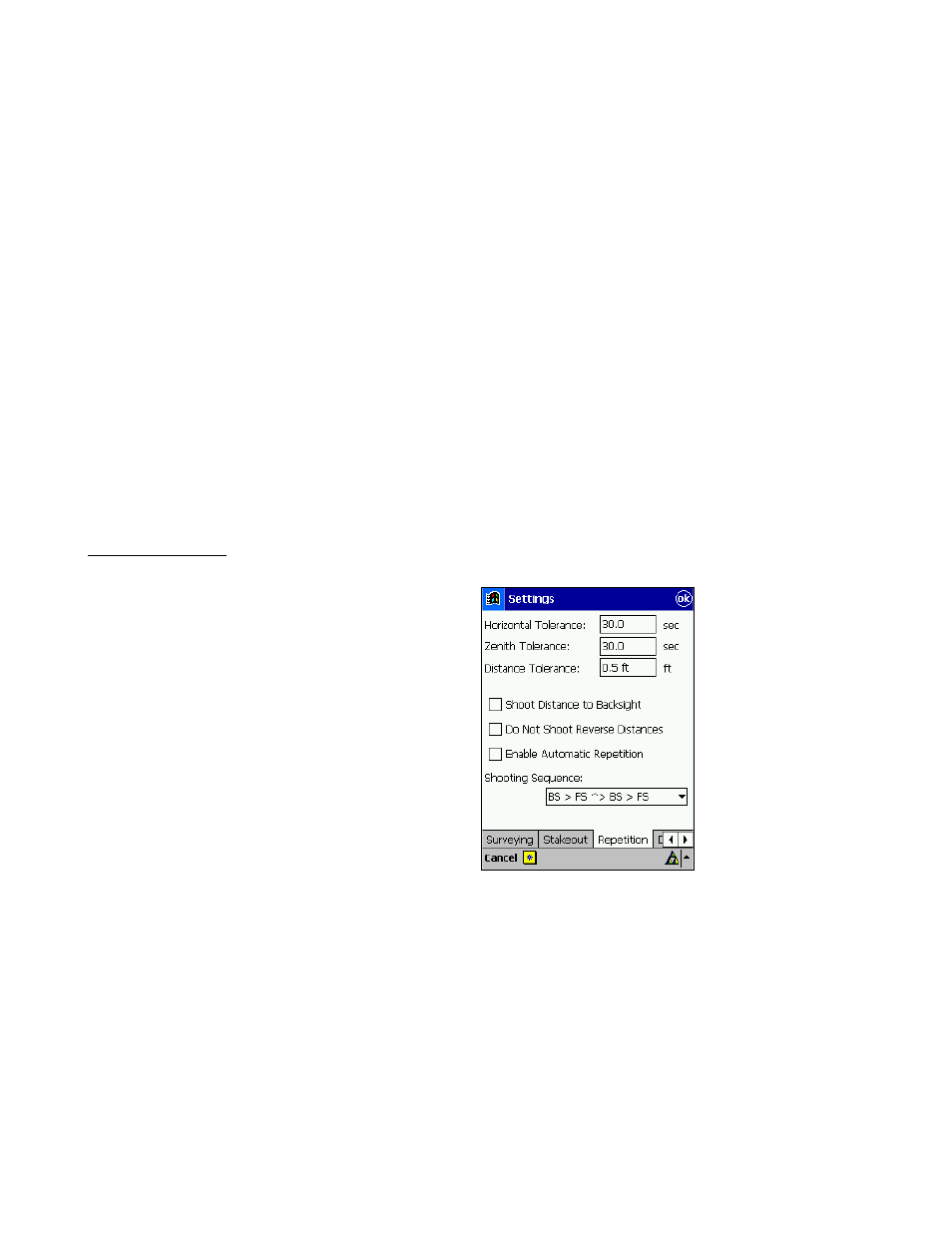 Repetition settings | Spectra Precision Survey Pro v3.80 Recon iPAQ User Manual User Manual | Page 38 / 178