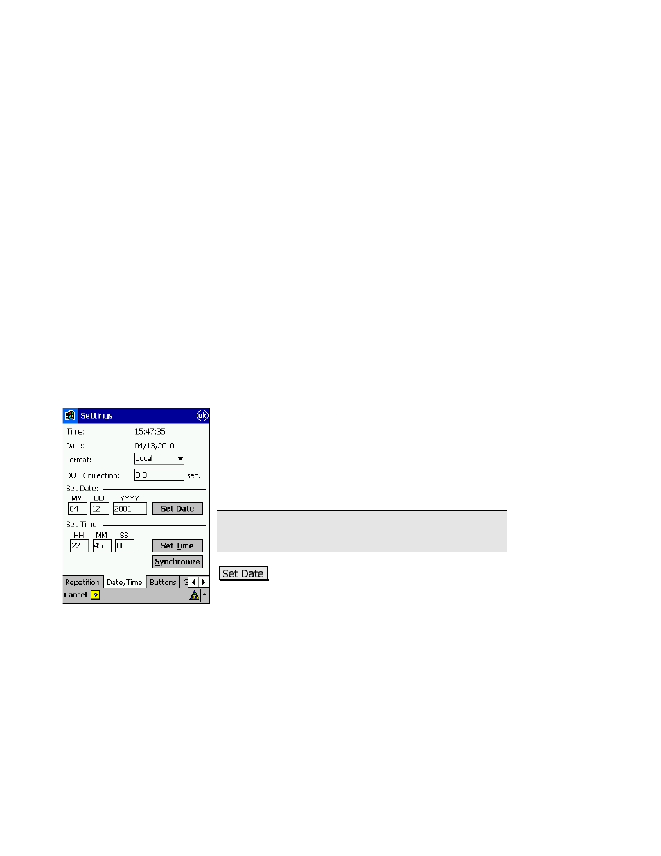 Date/time settings | Spectra Precision Survey Pro v3.80 Recon iPAQ User Manual User Manual | Page 39 / 178