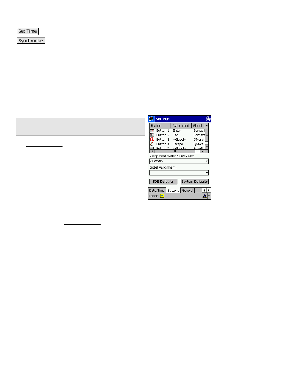 Buttons settings | Spectra Precision Survey Pro v3.80 Recon iPAQ User Manual User Manual | Page 40 / 178