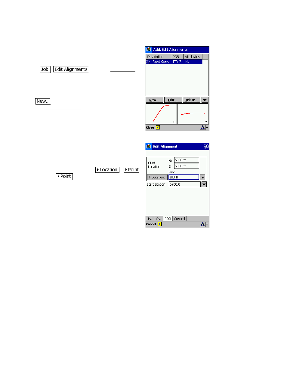 Creating an alignment | Spectra Precision Survey Pro v3.80 Recon iPAQ User Manual User Manual | Page 64 / 178