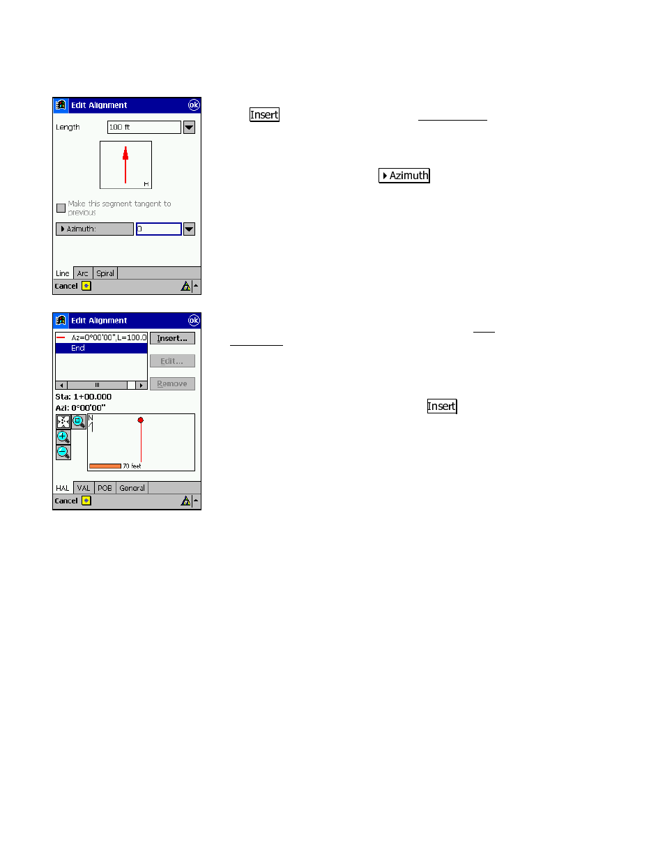 Horizontal alignment | Spectra Precision Survey Pro v3.80 Recon iPAQ User Manual User Manual | Page 65 / 178