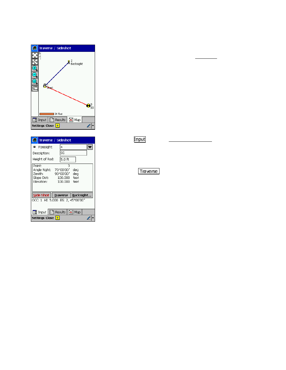 Performing a traverse shot | Spectra Precision Survey Pro v3.80 Recon iPAQ User Manual User Manual | Page 81 / 178