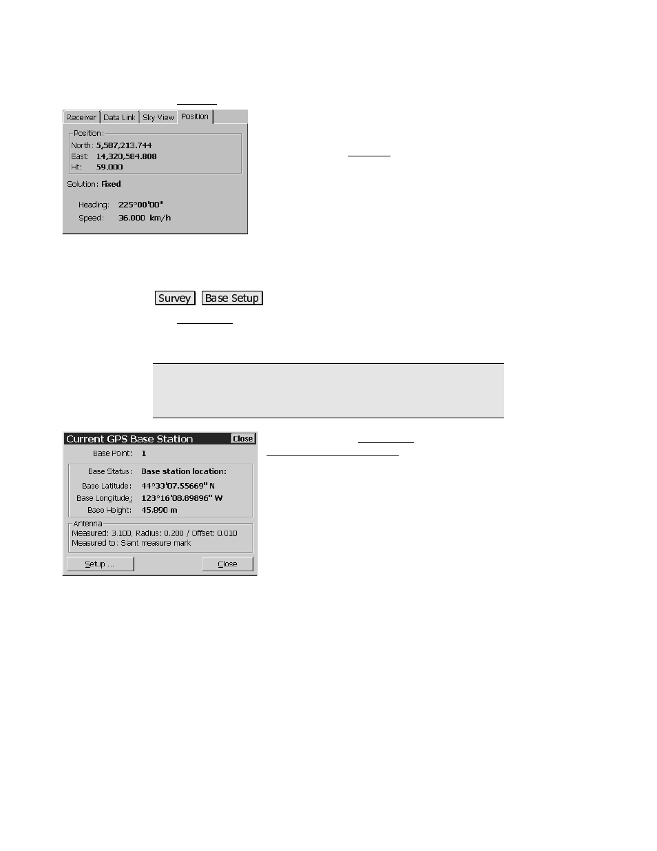 Base setup, Position | Spectra Precision Survey Pro CE v3.80 Ranger GPS Reference Manual User Manual | Page 23 / 93