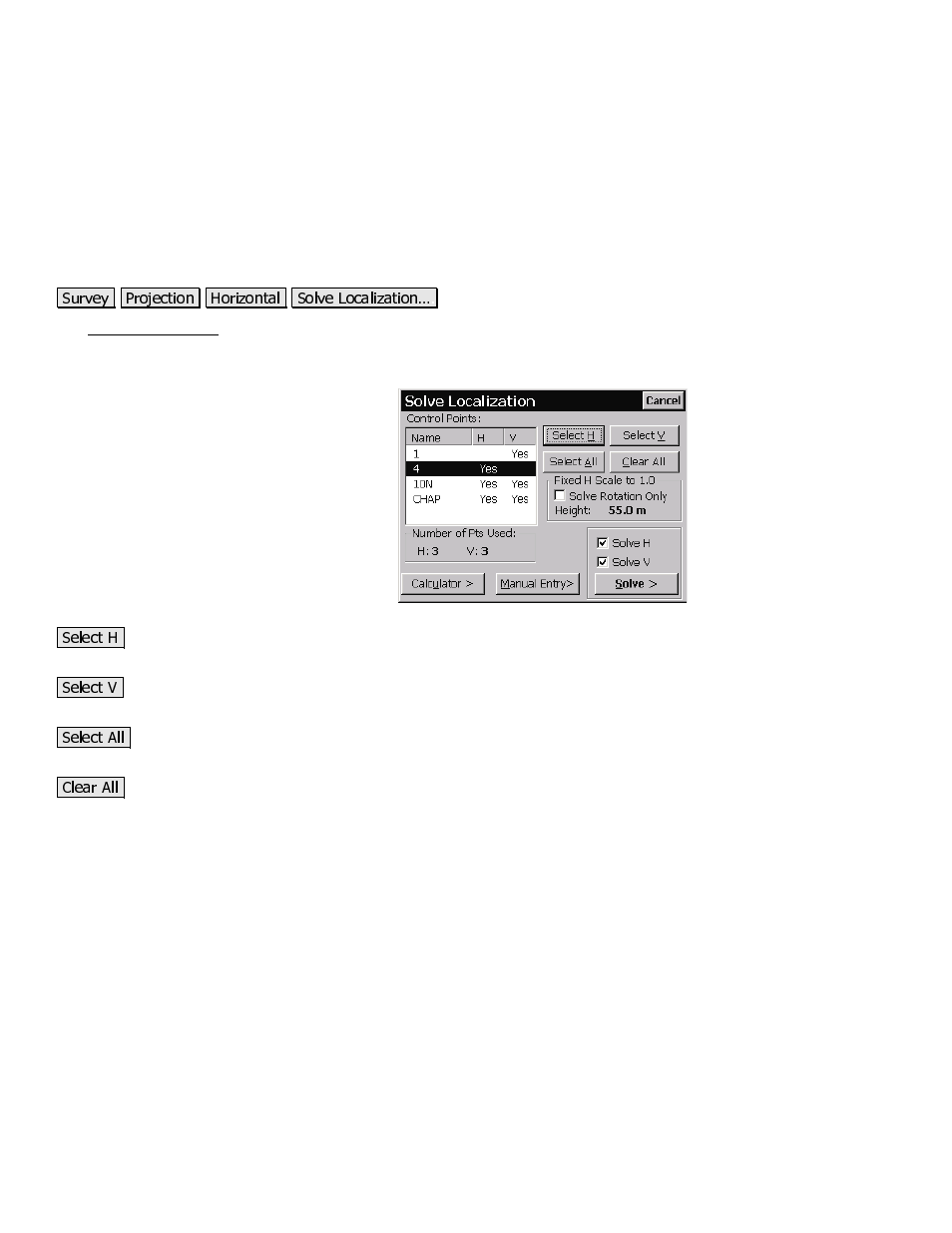 Solve localization | Spectra Precision Survey Pro CE v3.80 Ranger GPS Reference Manual User Manual | Page 48 / 93