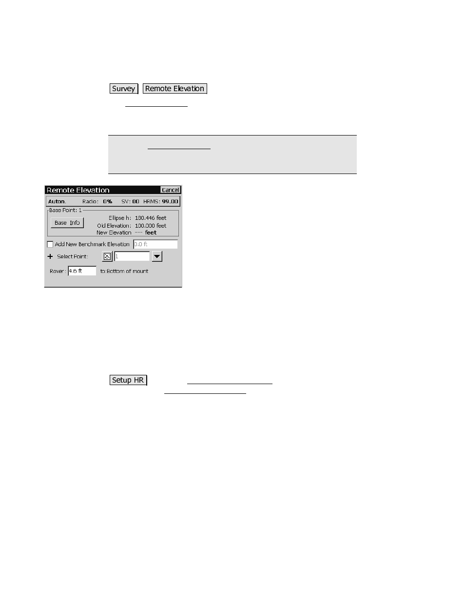 Remote elevation | Spectra Precision Survey Pro CE v3.80 Ranger GPS Reference Manual User Manual | Page 59 / 93