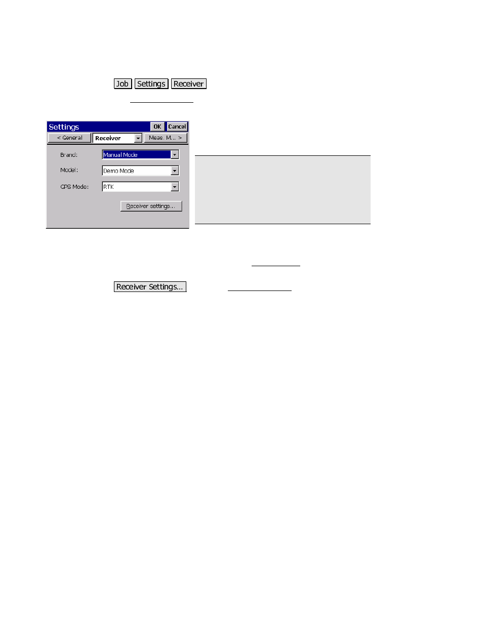 Receiver settings | Spectra Precision Survey Pro CE v3.80 Ranger GPS Reference Manual User Manual | Page 7 / 93
