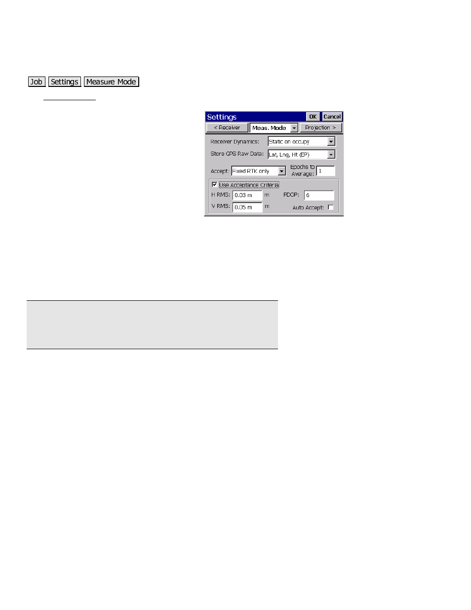 Measure mode settings | Spectra Precision Survey Pro CE v3.80 Ranger GPS Reference Manual User Manual | Page 8 / 93