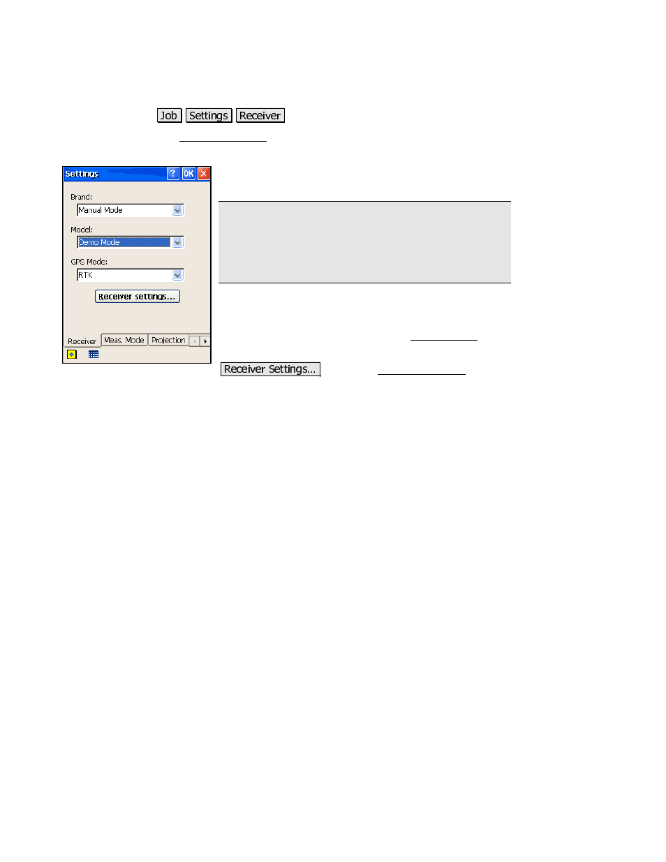 Receiver settings | Spectra Precision Survey Pro 3.80 Recon GPS Reference Manual User Manual | Page 7 / 99