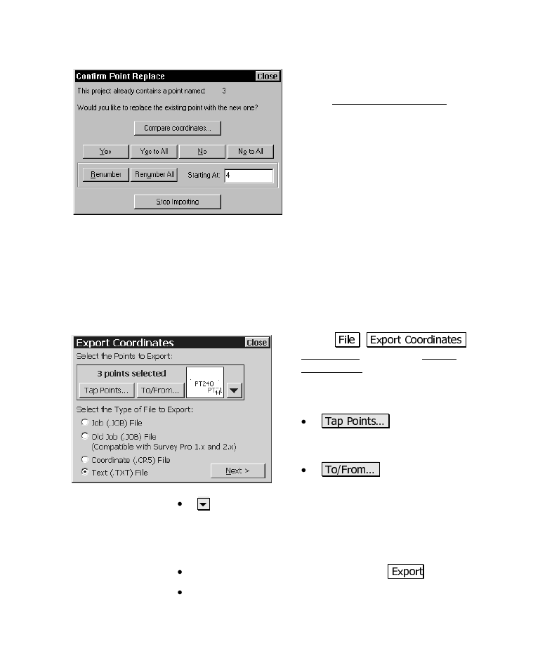 Exporting coordinates | Spectra Precision Survey Pro CE v3.6 User Manual User Manual | Page 105 / 407