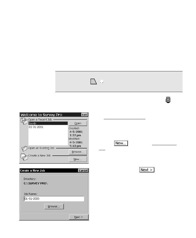 Starting the program and creating a new job | Spectra Precision Survey Pro CE v3.6 User Manual User Manual | Page 11 / 407