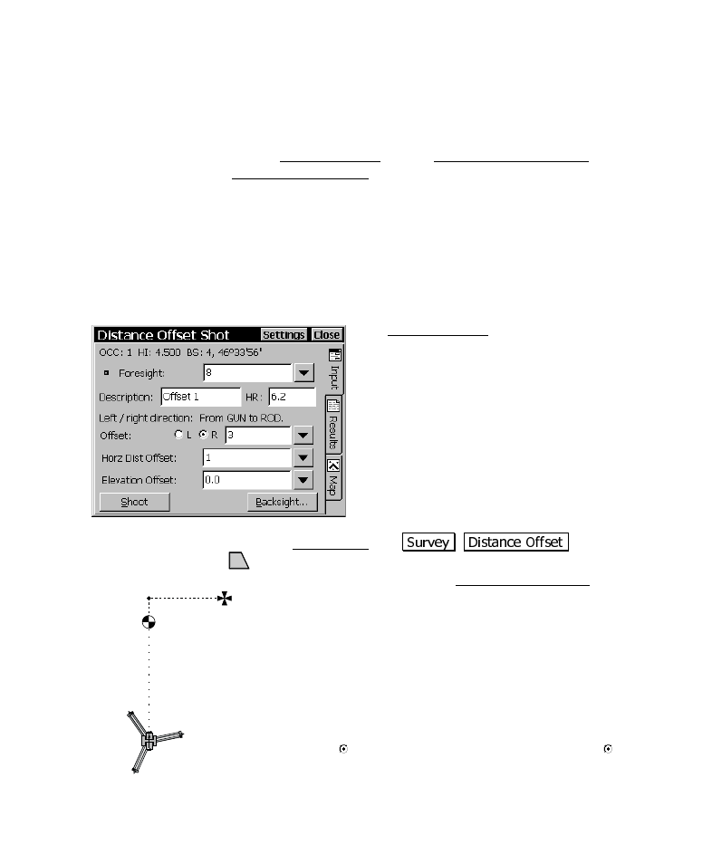 Offset shots, Distance offset screen | Spectra Precision Survey Pro CE v3.6 User Manual User Manual | Page 111 / 407