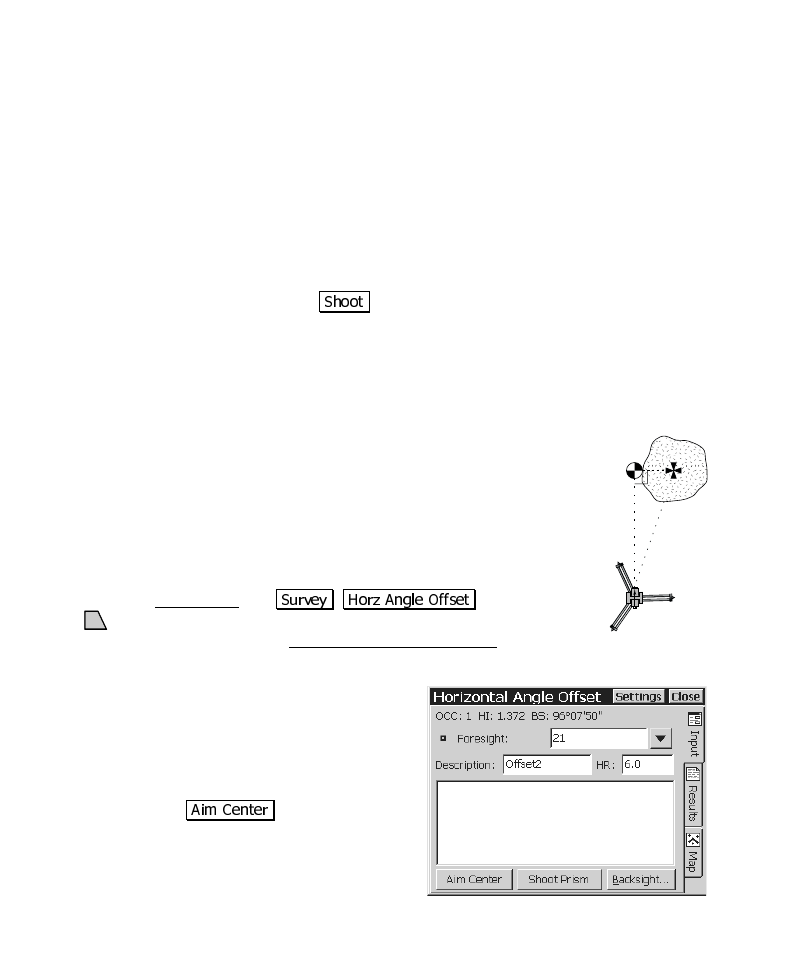 Horizontal angle offset screen | Spectra Precision Survey Pro CE v3.6 User Manual User Manual | Page 112 / 407