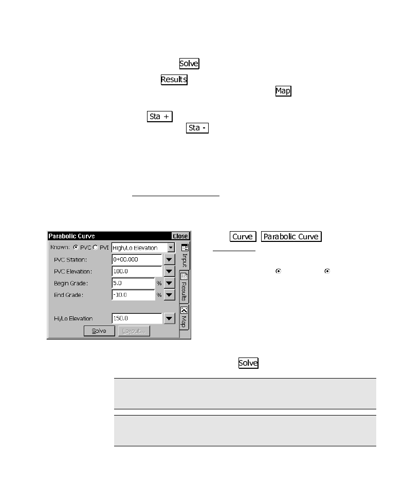 Parabolic curve layout | Spectra Precision Survey Pro CE v3.6 User Manual User Manual | Page 139 / 407