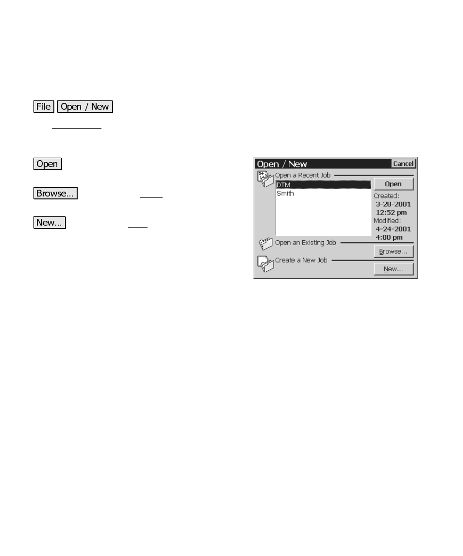 Open / new | Spectra Precision Survey Pro CE v3.6 User Manual User Manual | Page 161 / 407