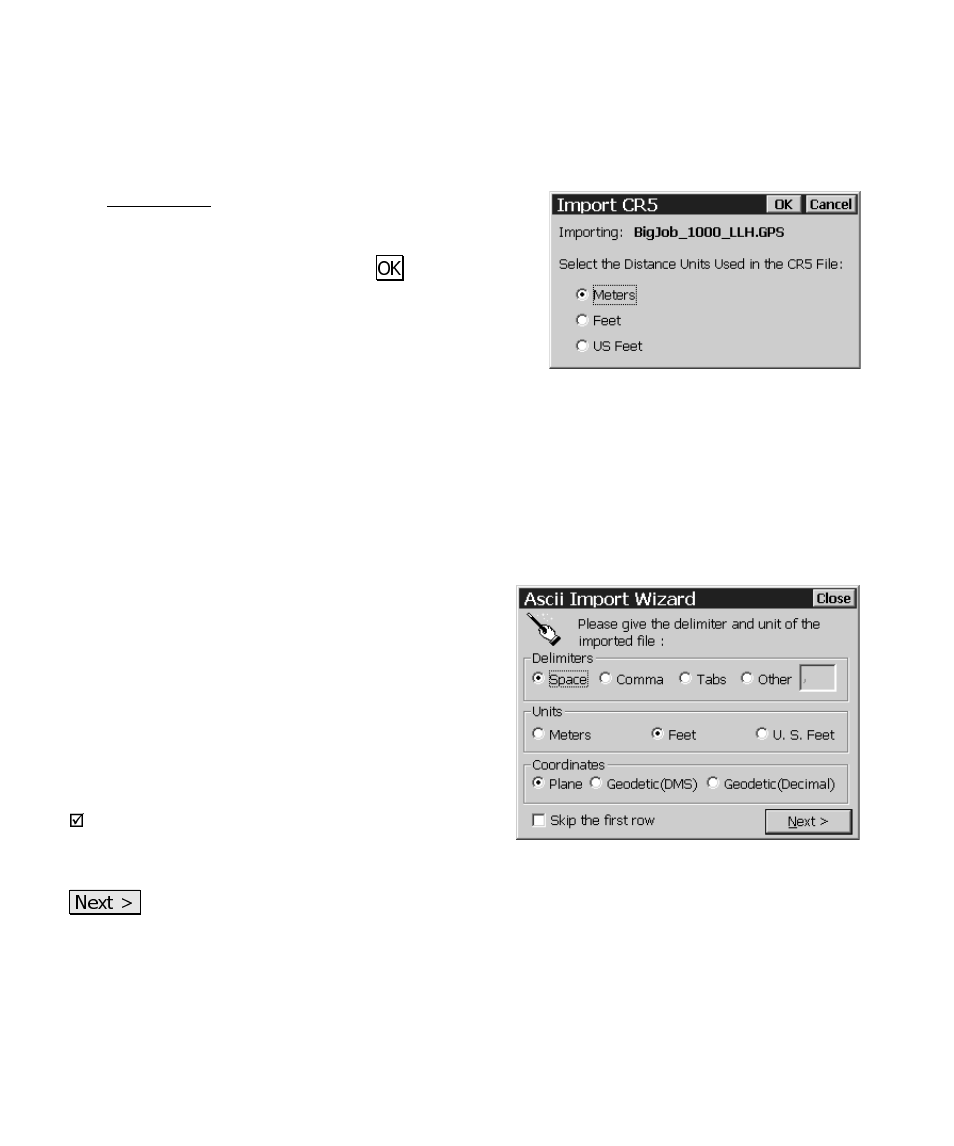 Import *.gps coordinates, Import *.txt coordinates | Spectra Precision Survey Pro CE v3.6 User Manual User Manual | Page 169 / 407