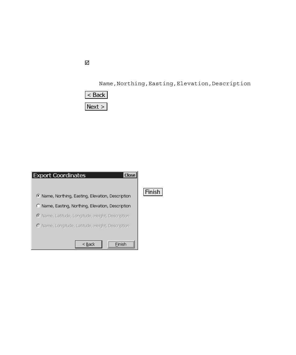 Export *.txt coordinates – screen two | Spectra Precision Survey Pro CE v3.6 User Manual User Manual | Page 174 / 407