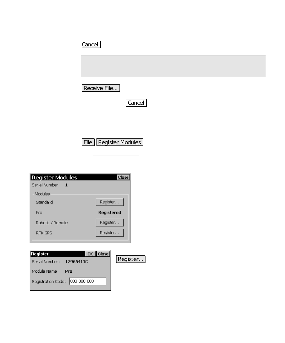 Register modules | Spectra Precision Survey Pro CE v3.6 User Manual User Manual | Page 180 / 407