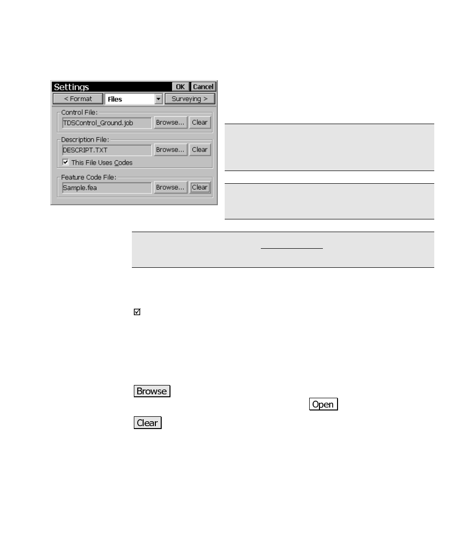 Files settings | Spectra Precision Survey Pro CE v3.6 User Manual User Manual | Page 188 / 407